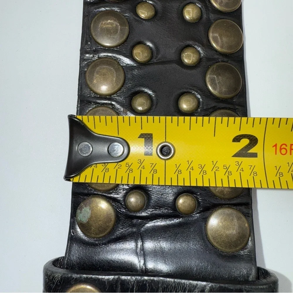 NANNI Brown Studded Leather Belt Made in Italy Sz 84/34. 39” - Picture 7 of 13